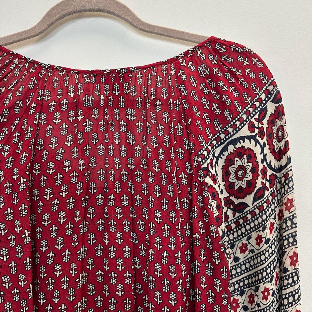 Lucky Brand Red Floral Petaluma Peasant Blouse - Picture 9 of 14